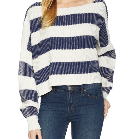 Free People “Just My Stripe” Cropped Sweater Woman’s Size M - Picture 1 of 2